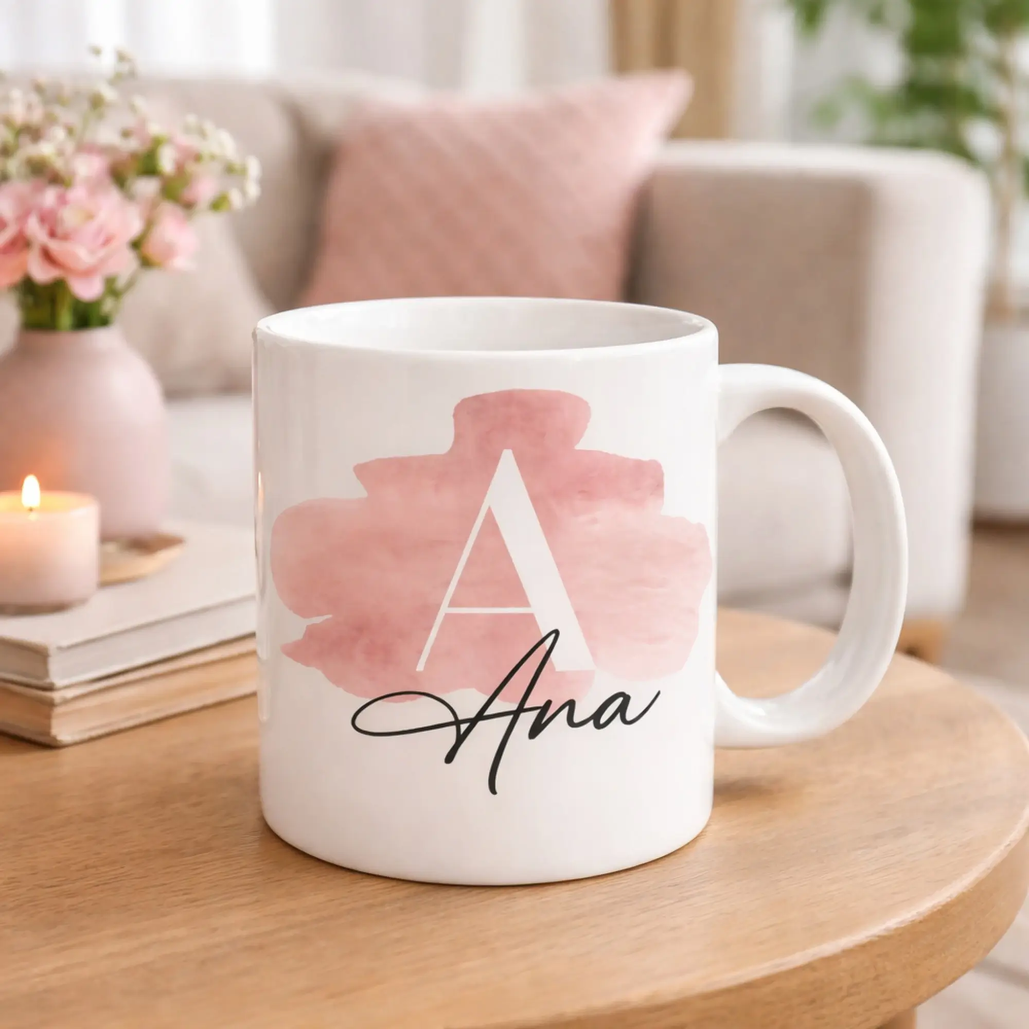 Mug personnalisé – Initiale & Prénom aquarelle – vue 3